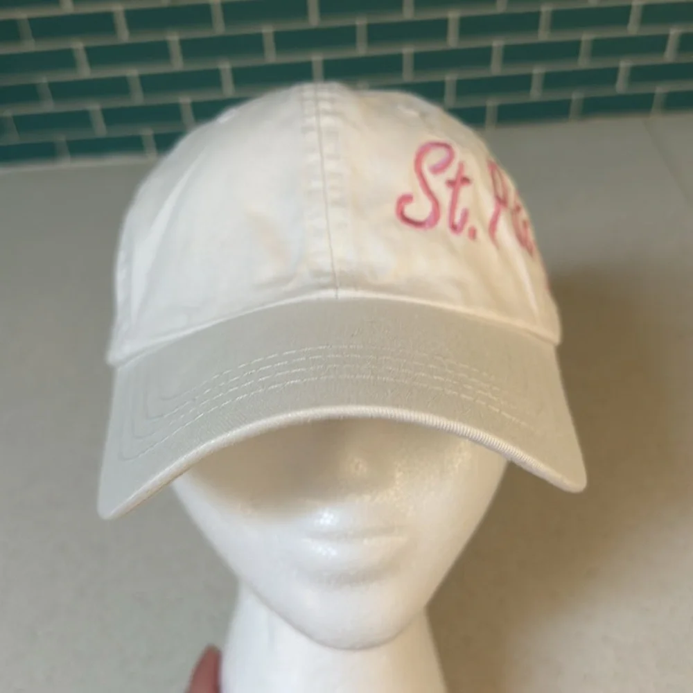 St. Pete Beach white pink embroidered souvenir adjustable baseball cap one size